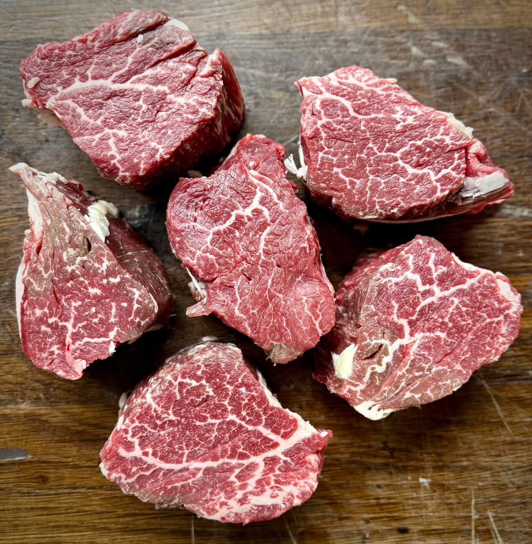 Harv’s richly marbled steaks on the butcher’s block